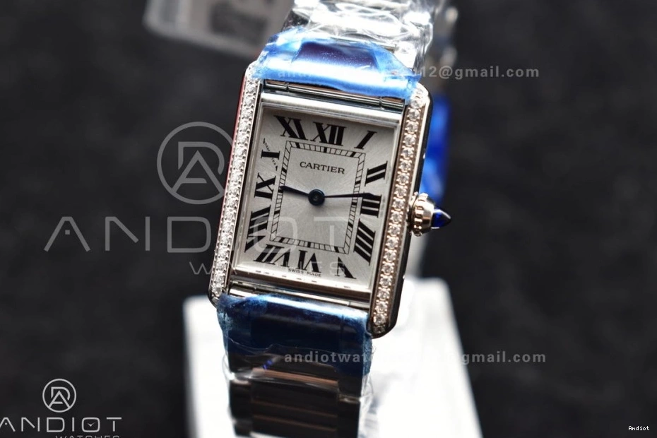 Quartz Diamond Ronda On 1190 With Dial Solo Bracelet K11F 20.3mm Bezel Tank SS SS Soft White 0709